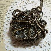 Octopus Large Steampunk Pocket Watch Necklace